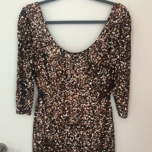 3/4 Sleeves Sequin Fitted Dress